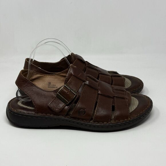 Born Fisherman Sandals Mens 12 Brown Leather Open Toe Comfort Shoes HandCrafted main image 6